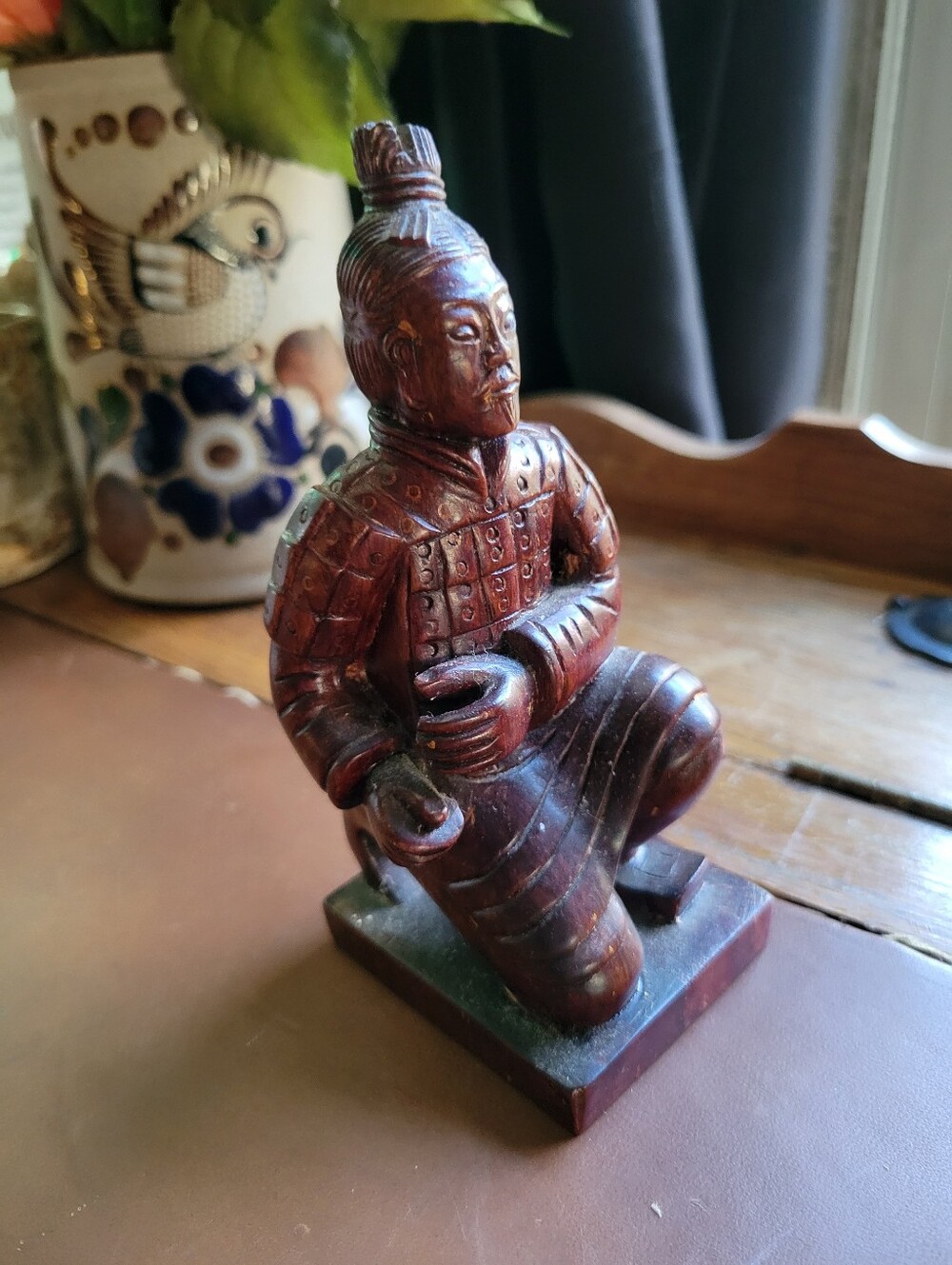 Vintage Chinese Terracotta Warrior Statue Kneeling Archer Replica Figurine